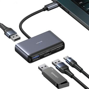 USAMS-adapter HUB 4-in-1 2xUSB 2.0/USB 3.0/ USB-C grijs/donkergrijs SJ627HUB01 (US-SJ627)