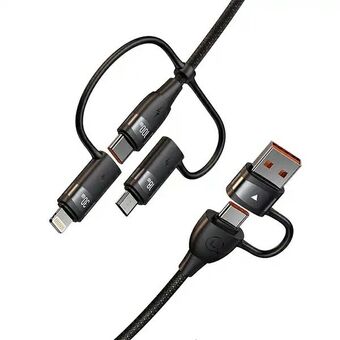 USAMS Kabel U85 2xUSB-C/USB-A 1,2m 100W PD Fast Charge zwart SJ654USB01 (US-SJ654)