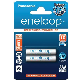 Panasonic Eneloop AAA Oplaadbare Batterijen 750 mAh - 2 st