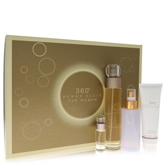 perry ellis 360 by Perry Ellis - Gift Set -- 3.4 oz Eau De Toilette Spray + 4 oz Body Mist + 3 oz Shower Gel + .25 Mini EDT Spray - voor vrouwen