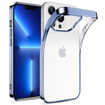 iPhone 13 Pro Max - Transparante hoes met blauwe metallic rand