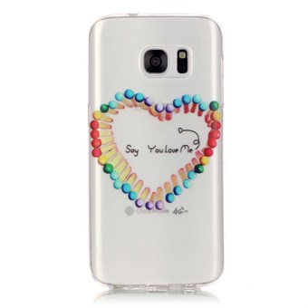 Stijlvolle transparante Samsung Galaxy S7 Edge siliconen hoes Regenboogkleurig Hart