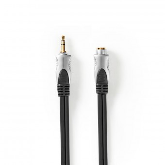 Stereo-audiokabel | 3,5 mm mannelijke stekker | 3,5 mm vrouwelijke connector | Verguld | 10,0 meter | Ronde | Antraciet | Doos