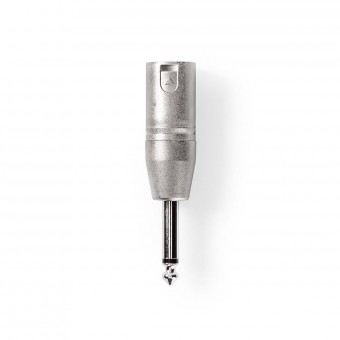 XLR-adapter | XLR 3-pins mannelijk | 6,35 mm mannelijke connector | Vernikkeld | Gewoon | Metaal | Zilver | 10 stuks. | Plastieken zak