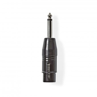 XLR-adapter | XLR 3-pins vrouwelijk | 6,35 mm mannelijke connector | Vernikkeld | Gewoon | Metaal | Zwart | 1 stuk. | Plastieken zak