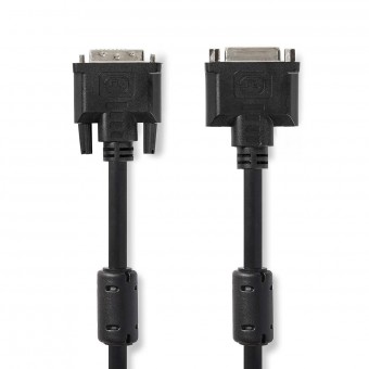DVI-kabel | DVI-I 24+5-pins stekker | DVI-I 24+5-pins vrouwelijk | 2560x1600 | Vernikkeld | 2.00 meter | Pvc | Zwart | Plastieken zak