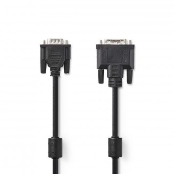 DVI-kabel | DVI-A 12+5-pins stekker | VGA-mannetje | 1024x768 | Vernikkeld | 2.00 meter | Gewoon | Pvc | Zwart | Plastieken zak
