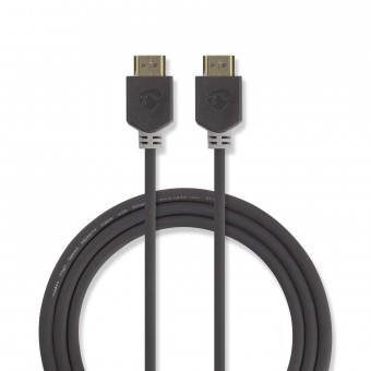 High Speed ​​HDMI™-kabel met Ethernet | HDMI™-aansluiting | HDMI™-aansluiting | 4K@60Hz | 18 Gbps | 2.00 meter | Ronde | Pvc | Antraciet | Plastieken zak