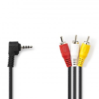 AV-kabel | 3,5 mm mannelijke stekker | 3x RCA-mannetje | Vernikkeld | 2.00 meter | Ronde | Pvc | Zwart