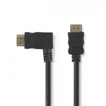 High Speed ​​HDMI™-kabel met Ethernet | Links gehaakte HDMI™-connector | HDMI™-aansluiting | 4K@30Hz | 10,2 Gbps | 1.50m | Ronde | Pvc | Zwart | Plastieken zak