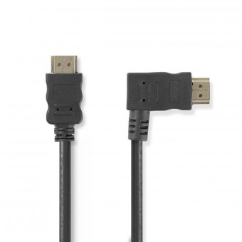 High Speed ​​HDMI™-kabel met Ethernet | Straight Hooked HDMI™-connector | HDMI™-aansluiting | 4K@30Hz | 10,2 Gbps | 1.50m | Ronde | Pvc | Zwart | Plastieken zak
