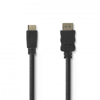 High Speed ​​HDMI™-kabel met Ethernet | HDMI™-aansluiting | HDMI™-miniconnector | 4K@30Hz | 10,2 Gbps | 2.00 meter | Ronde | Pvc | Zwart | Plastieken zak