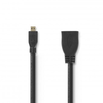 High Speed ​​HDMI™-kabel met Ethernet | HDMI™ Micro-connector | HDMI™-uitgang | 4K@30Hz | 10,2 Gbps | 0,20 meter | Ronde | Pvc | Zwart | Plastieken zak