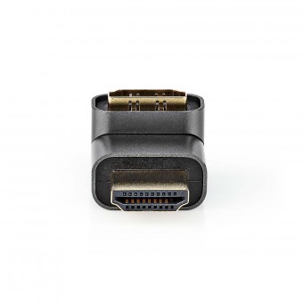 HDMI-adapter | HDMI™ Han/HDMI™-connector | HDMI / uitgang / HDMI™ Vrouwelijk | Verguld | Hoek 270 ° | Aluminium | Gun Metal Grijs | 1 stuk. | Vensterdoos afdekken