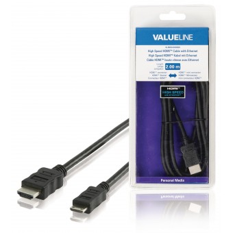 High Speed ​​Hdmi Kabel Met Ethernet HDMI Plug - HDMI Mini Male 2.00 m Zwart