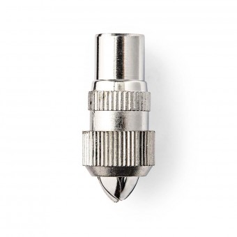 IEC (coax) stekker | Gewoon | hij | Vernikkeld | 75 ohm | Schroef | Kabeldiameter: 7,0 mm | Metaal | Zilver | 2 st. | Plastieken zak