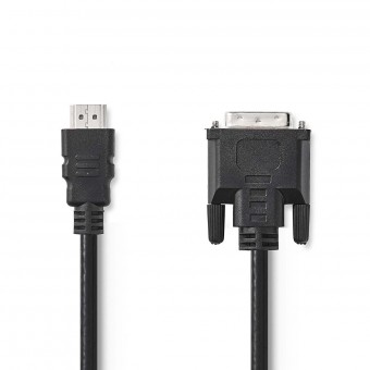 HDMI™-kabel | HDMI™-aansluiting | DVI-D 24 + 1-pins stekker | 1080p | Vernikkeld | 2.00 meter | Gewoon | Pvc | Zwart | Plastieken zak