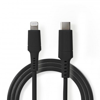 Bliksemkabel | USB 2.0 | Apple Lightning 8-polig | USB-C™ mannelijk | 480 Mbps | Vernikkeld | 2.00 meter | Ronde | Pvc | Zwart | Doos