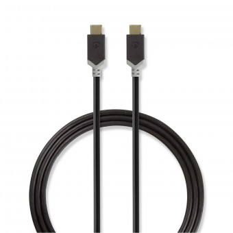 USB-kabel | USB 3.2 Gen 1 | USB-C™ mannelijk | USB-C™ mannelijk | 4K@60Hz | 5 Gbps | Vernikkeld | 1.00 meter | Ronde | Pvc | Antraciet | Raamkozijn