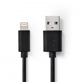 Bliksemkabel | USB 2.0 | Apple Lightning 8-polig | USB-A-stekker | 480 Mbps | Vernikkeld | 1.00 meter | Ronde | Pvc | Zwart | Doos