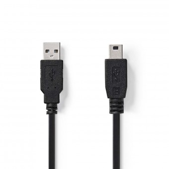 USB-kabel | USB 2.0 | USB-A-stekker | USB Mini-B 5-polig stekker | 480 Mbps | Vernikkeld | 2.00 meter | Ronde | Pvc | Zwart | Doos