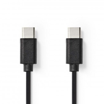 USB-kabel | USB Type-C™ mannelijk | USB-C™ hij | Vernikkeld | 1.00 meter | Ronde | Pvc | Zwart | Blaren