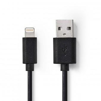 Bliksemkabel | USB 2.0 | Apple Lightning 8-polig | USB-A-stekker | 480 Mbps | Vernikkeld | 1.00 meter | Ronde | Pvc | Zwart | Plastieken zak