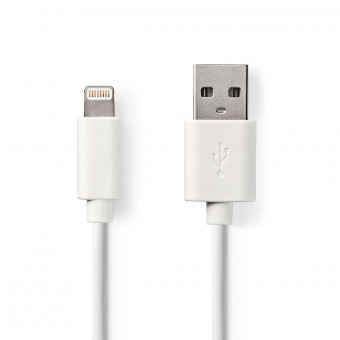 Bliksemkabel | USB 2.0 | Apple Lightning 8-polig | USB-A-stekker | 480 Mbps | Vernikkeld | 3.00 meter | Ronde | Pvc | Wit | Plastieken zak