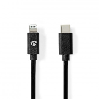 Bliksemkabel | USB 2.0 | Apple Lightning 8-polig | USB-C™ mannelijk | 480 Mbps | Vernikkeld | 1.00 meter | Ronde | Pvc | Zwart | Envelop