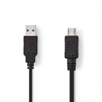 USB-kabel | USB 2.0 | USB-A-stekker | USB Micro-A | 480 Mbps | Vernikkeld | 2.00 meter | Ronde | Pvc | Zwart | Plastieken zak