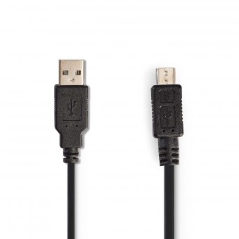 USB-kabel | USB 2.0 | USB-A-stekker | USB Micro-B-stekker | 480 Mbps | Vernikkeld | 2.00 meter | Gerold | Pvc | Zwart | Plastieken zak