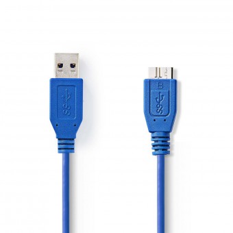 USB-kabel | USB 3.2 Gen 1 | USB-A-stekker | USB Micro-B-stekker | 5 Gbps | Vernikkeld | 0,50 meter | Ronde | Pvc | Blauw | Plastieken zak