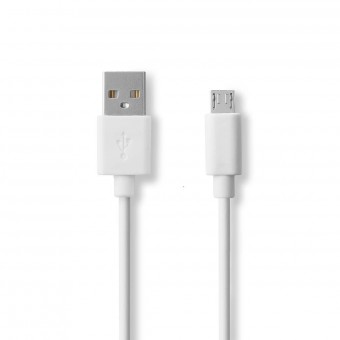USB-kabel | USB 2.0 | USB-A-stekker | USB Micro-B-stekker | 480 Mbps | Vernikkeld | 1.00 meter | Ronde | Pvc | Wit | Doos