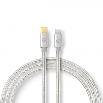 USB-kabel | USB 2.0 | Apple Lightning 8-polig | USB-C™ mannelijk | 480 Mbps | Verguld | 2.00 meter | Ronde | Gevlochten / Nylon | Aluminium | Bedek vensterdoos