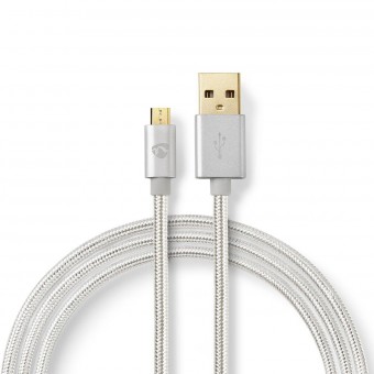 USB-kabel | USB 2.0 | USB-A-stekker | USB Micro-B-stekker | 480 Mbps | Verguld | 1.00 meter | Ronde | Gevlochten / Nylon | Aluminium | Bedek vensterdoos
