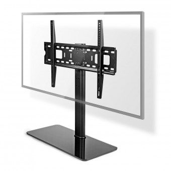 Vast tv Stand | 32-65" | Maximaal gewicht: 45kg | Instelbare vooraf ingestelde hoogtes | Gehard glas / staal | Zwart