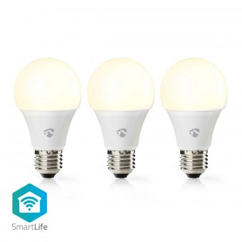 SmartLife LED-lamp | Wifi | E27 | 800 lm | 9 W | Warm Wit | 2700 K | Energieklasse: A + | Android™ / IOS | A60 | 3 stukken.