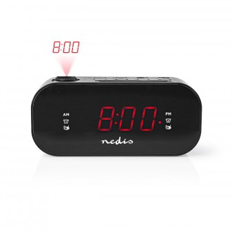 Digitale wekkerradio | LED-display | Tijdprojectie | Am / FM | Snooze-functie | Slaaptimer | Aantal alarmen: 2 | Zwart