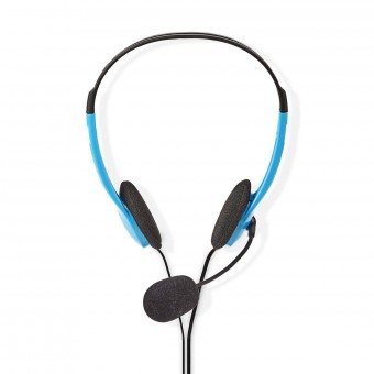 Pc-headset | Op het oor | Stereo-installatie | 2x 3,5 mm | Opklapbare microfoon | 2.00 meter | Blauw