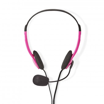 Pc-headset | Op het oor | Stereo-installatie | 2x 3,5 mm | Opklapbare microfoon | 2.00 meter | Roze
