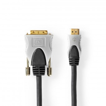 HDMI™-kabel | HDMI™-connector | DVI-D 18+1-pins stekker | 1080p | Verguld | 2,50 meter | Gewoon | Pvc | Antraciet | Plastic doos
