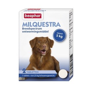 Beaphar Milquestra Ontworming - Ontwormingstabletten voor Honden van 5-25 kg - 2 Tabletten