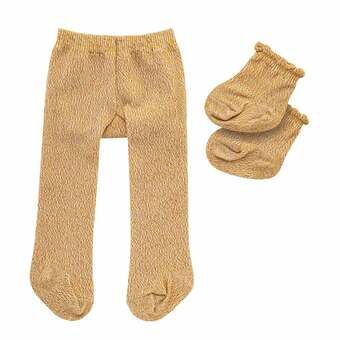 Poppen turnpakje met sokken - Goud, 35-45 cm