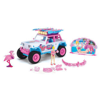Dickie flamingo jeep met speelgoedfiguur