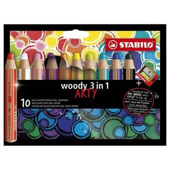 STABILO Woody ARTY Kleurpotloden - 10 kleuren + slijpers