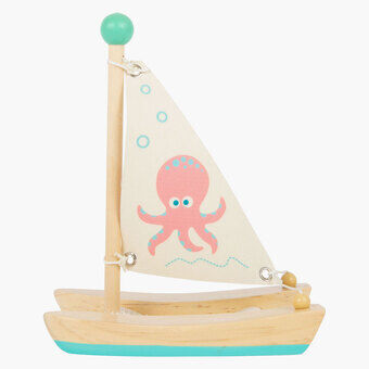 Kleine voet - bad speelgoed houten catamaran octopus