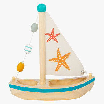 Kleine voet - bad speelgoed houten zeilboot zeester