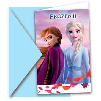 Disney Frozen 2 uitnodigingen, 6 stuks.