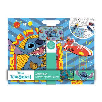 Tekenblok Lilo & Stitch met stickers en 3 kleurpotloden, 40 vellen