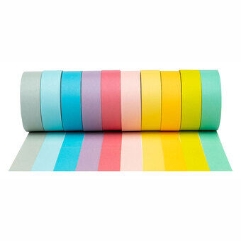 Colors - washi tape pastelkleuren, set van 10 st